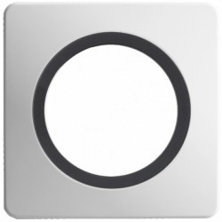 Ohmtec - EPURE - Interrupteur ou va et vient double Anthracite avec Plaque blanche - Complet - Réf : 480701O-P01