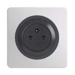 Ohmtec - EPURE - Prise complète 2P+T 16A Affleurante Anthracite avec plaque blanche - Réf : 480721O-P01