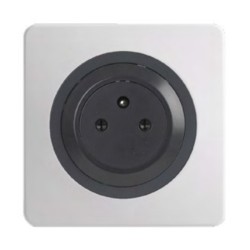 Ohmtec - EPURE - Prise complète 2P+T 16A Affleurante Anthracite avec plaque blanche - Réf : 480721O-P01