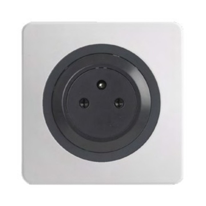 Ohmtec - EPURE - Prise complète 2P+T 16A Affleurante Anthracite avec plaque blanche - Réf : 480721O-P01