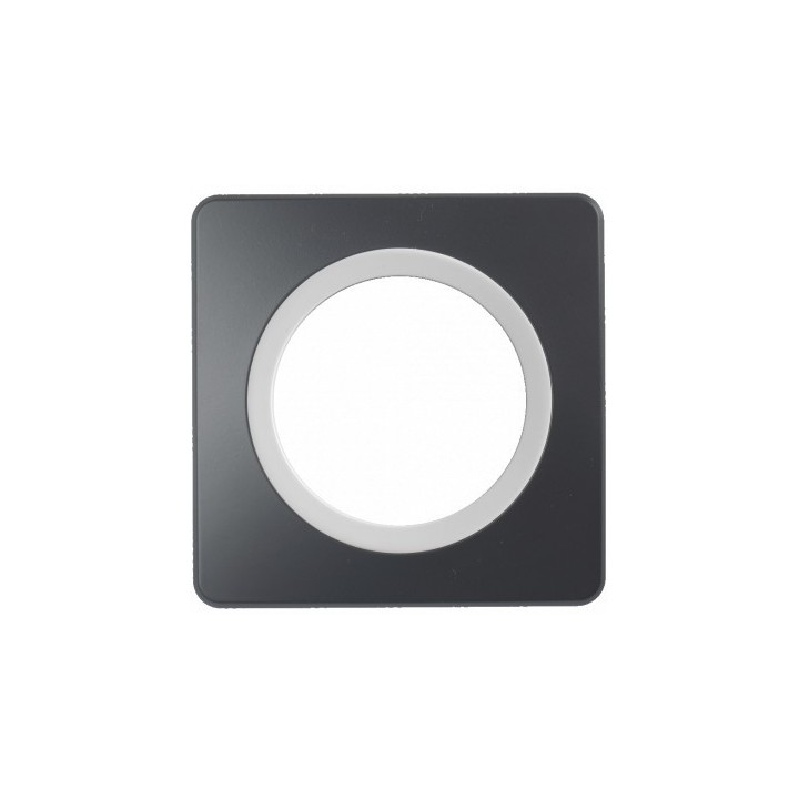 Ohmtec - EPURE - Interrupteur ou va et vient blanc avec plaque anthracite - Complet - Réf : 480400O-P01