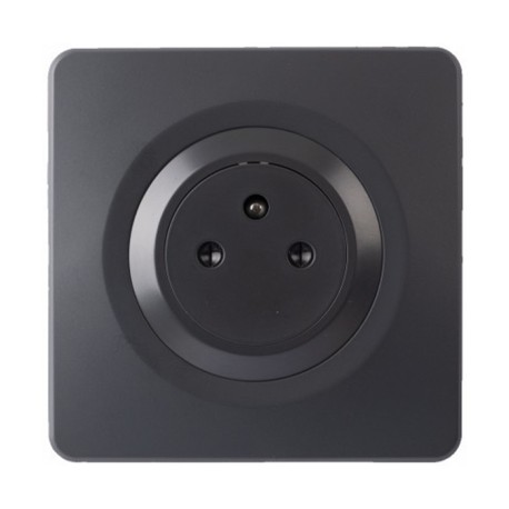 Ohmtec - EPURE - Prise 2P+T 16A Affleurante Anthracite avec Plaque anthracite - Complet - Réf : 480774O