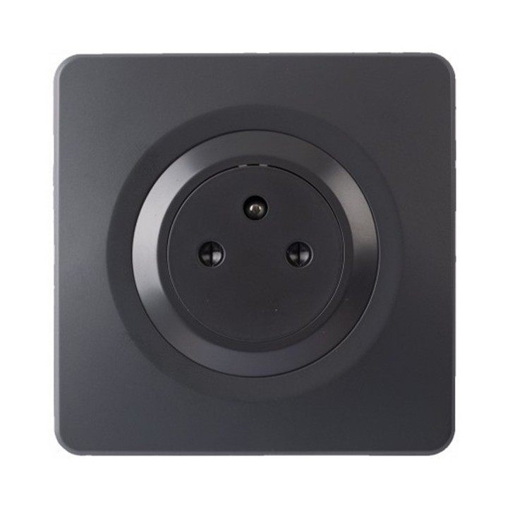 Ohmtec - EPURE - Prise 2P+T 16A Affleurante Anthracite avec Plaque anthracite - Complet - Réf : 480774O