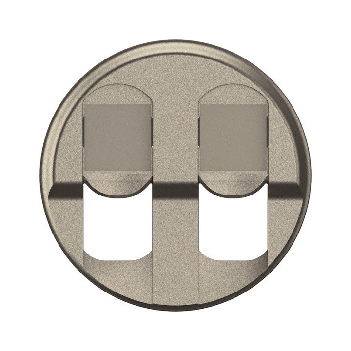 Legrand Céliane - Enjoliveur pour prise double informatique RJ45 - Titanium - Réf : CT2346