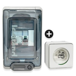 Legrand - Kit recharge pour véhicule électrique + Prise Schneider Mureva Styl saillie - Blanche - Réf : 39010-01-Précablé