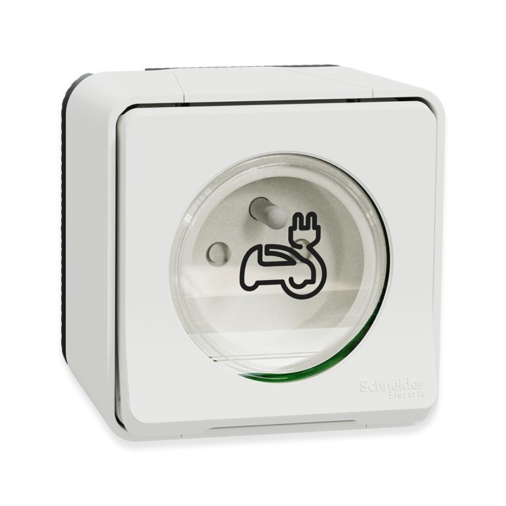 Legrand - Kit recharge véhicule électrique + Prise Schneider Mureva Styl saillie - Blanche - Réf : 39010-01-Précablé