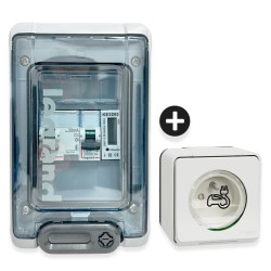 Legrand - Kit recharge véhicule électrique + Compteur énergie 45A + Prise Mureva Styl saillie - Blanche - Réf: 39010-02-Précablé