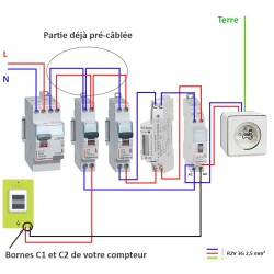 Legrand - Kit recharge véhicule élec + Compteur énergie + Contacteur + Prise Mureva saillie - Blanche - Réf: 39010-03-Précablé