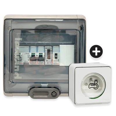 Legrand - Kit recharge véhicule élec + Compteur énergie + Contacteur + Prise Mureva saillie - Blanche - Réf: 39010-03-Précablé