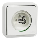 Schneider Mureva Styl - Prise courant 2P+T renforcée pour véhicule électrique - IP55 IK08 - encastre - blanc - Réf : MUR39011