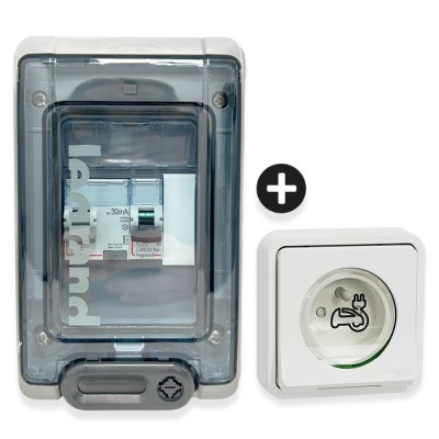 Legrand - Kit recharge véhicule électrique + Prise Mureva Styl encastrée - Blanche - Réf : 39011-01-Précablé
