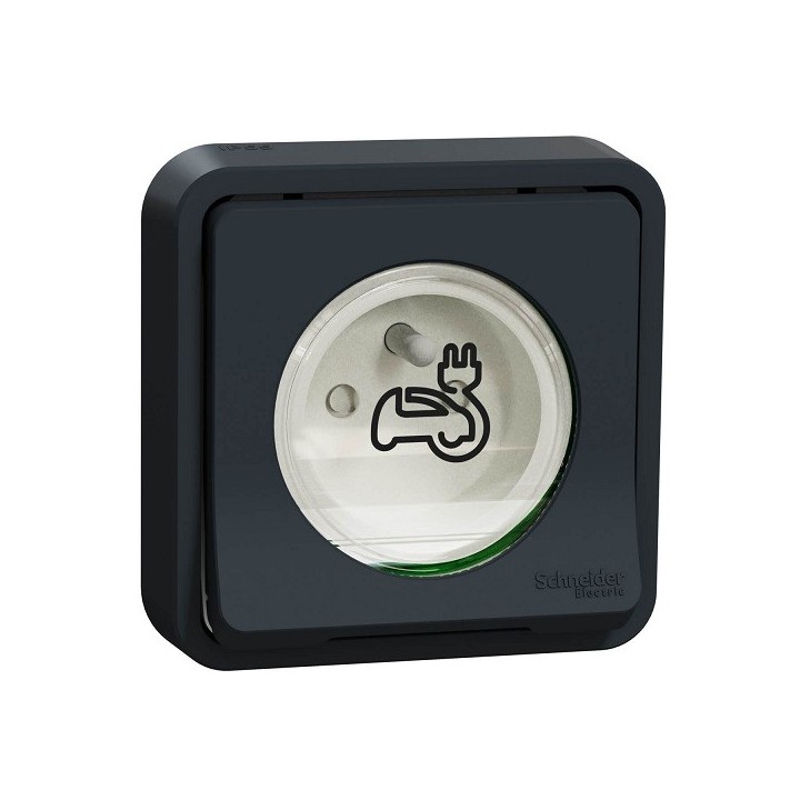 Schneider Mureva Styl - Prise courant 2P+T renforcée pour véhicule électrique - IP55 IK08 - encastre - gris - Réf : MUR36011