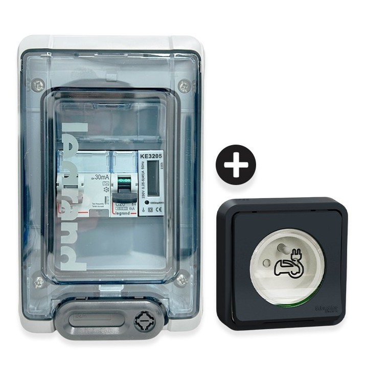 Legrand - Kit recharge pour véhicule électrique + Compteur énergie 45A + Prise Mureva Styl encastrée - Réf : 36011-02-Précablé