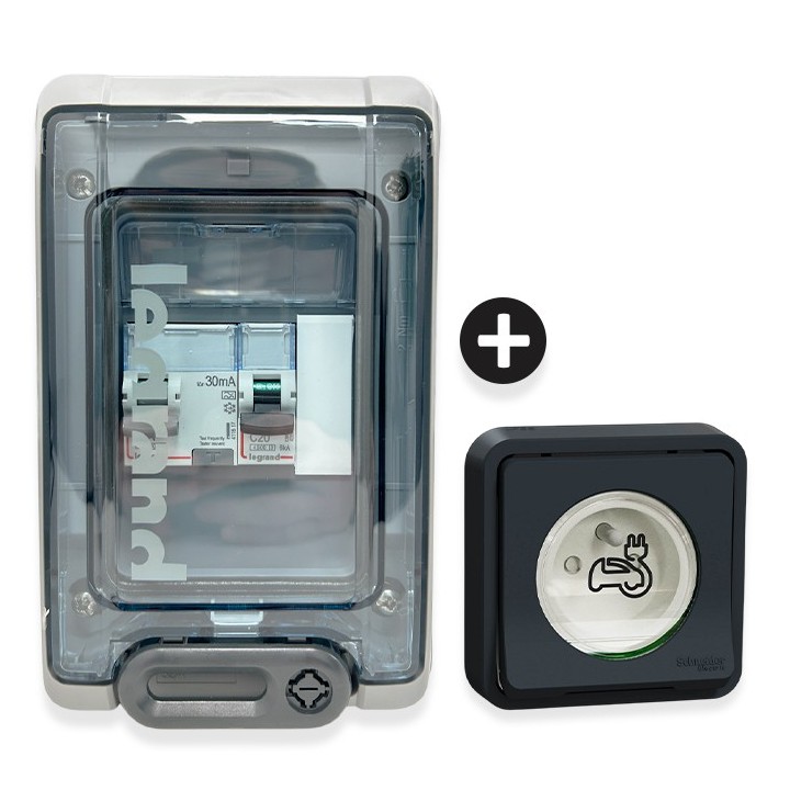 Legrand - Kit recharge pour véhicule électrique + Prise Mureva Styl encastrée Schneider - Réf : 36011-01-Précablé