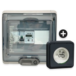 Legrand - Kit recharge véhicule électrique + Compteur énergie WIFI + Prise Mureva Styl encastrée noir - Réf : 36011-04-Précablé
