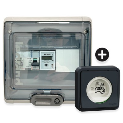 Legrand - Kit recharge véhicule électrique + Compteur énergie WIFI + Prise Mureva Styl encastrée noir - Réf : 36011-04-Précablé