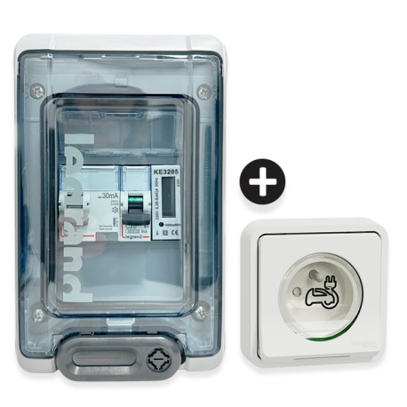 Legrand - Kit recharge véhicule électrique + Compteur énergie 45A + Prise Mureva encastrée - Blanche - Réf : 39011-02-Précablé