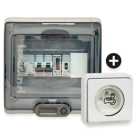 Legrand - Kit recharge véhicule électrique + Compteur énergie + Contacteur + Prise Mureva - Blanche - Réf : 39011-03-Précablé
