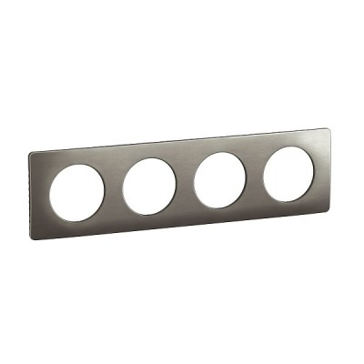 Legrand Céliane - Plaque de finition Acier Satiné - 4 postes - Réf : CP1804