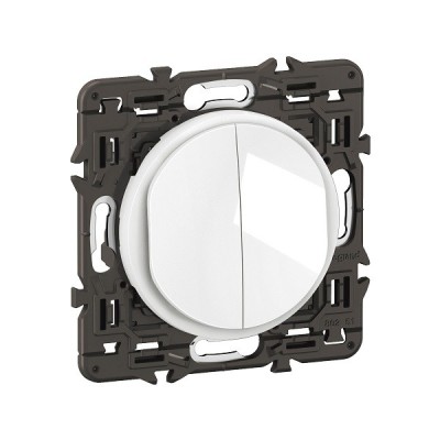 Legrand Céliane - Double interrupteur ou va-et-vient 10A - Blanc avec support - à équiper d'une plaque - Réf : CB2001-SP
