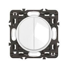 Legrand Céliane - Double interrupteur ou va-et-vient 10A - Blanc avec support - à équiper d'une plaque - Réf : CX2001