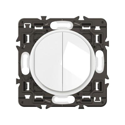 Legrand Céliane - Double interrupteur ou va-et-vient 10A - Blanc avec support - à équiper d'une plaque - Réf : CX2001