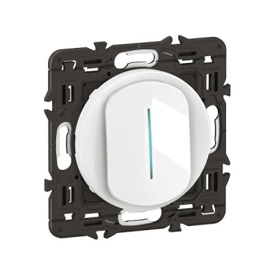 Legrand Céliane - Interrupteur ou va-et-vient à voyant témoin 10A - Blanc avec support - à équiper d'une plaque - Réf: CB0007-SP