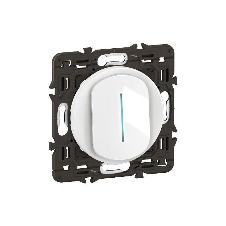 Legrand Céliane - Interrupteur ou va-et-vient à voyant témoin 10A - Blanc avec support - à équiper d'une plaque - Réf: CB0007-SP