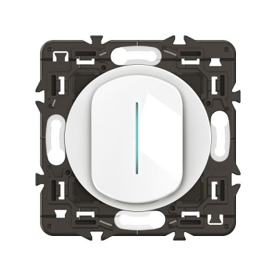 Legrand Céliane - Interrupteur ou va-et-vient à voyant témoin 10A - Blanc avec support - à équiper d'une plaque - Réf : CX7001
