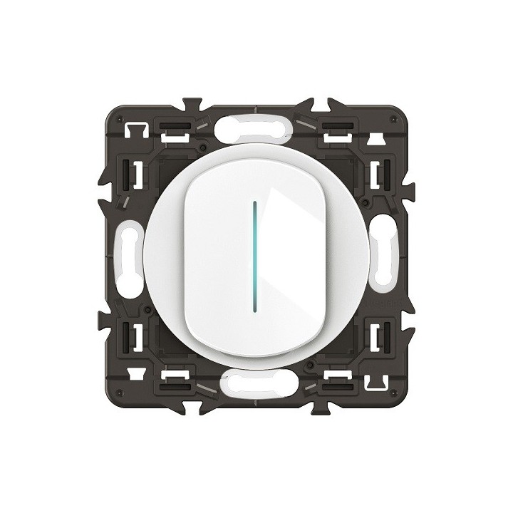 Legrand Céliane - Interrupteur ou va-et-vient à voyant témoin 10A - Blanc avec support - à équiper d'une plaque - Réf : CX7001