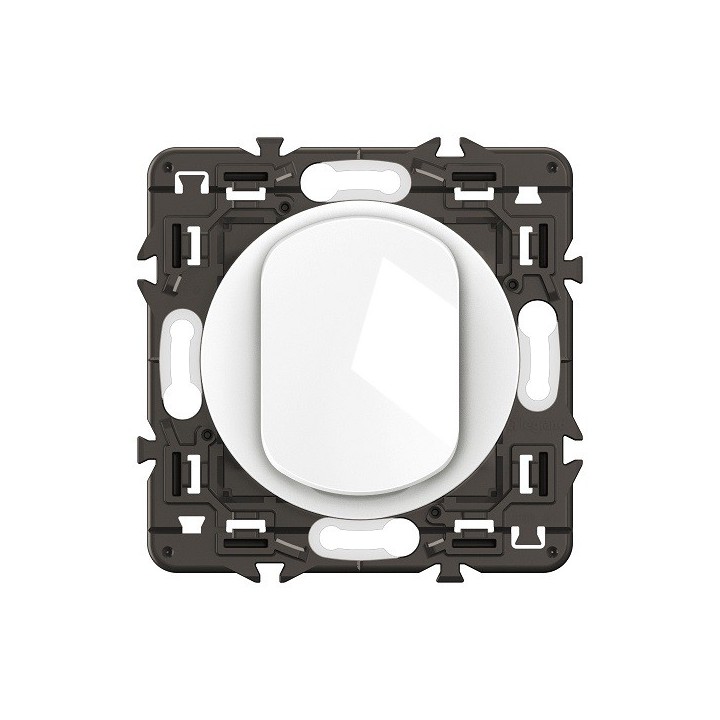 Legrand Céliane - Poussoir 6A - Blanc avec support - à équiper d'une plaque - Réf : CX0031