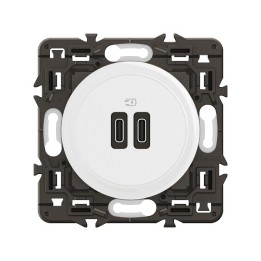 Legrand Céliane - Prise double chargeur USB Type-C 20W - Blanc avec support - à équiper d'une plaque - Réf : CX0154