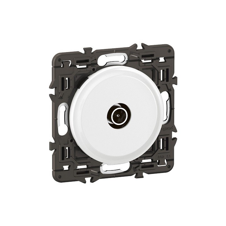 Legrand Céliane - Prise TV simple mâle - Blanc avec support - à équiper d'une plaque - Réf : CB0382-SP