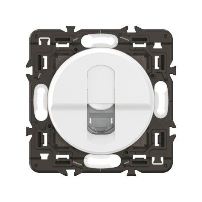 Legrand Céliane - Prise RJ45 blindée multimédia Cat. 6 STP - Blanc avec support - à équiper d'une plaque - Réf : CX0347