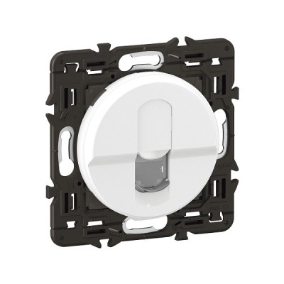 Legrand Céliane - Prise RJ45 blindée multimédia Cat. 6 STP - Blanc avec support - à équiper d'une plaque - Réf : CB0346-SP