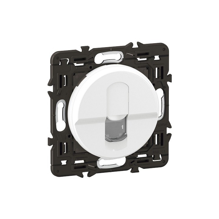 Legrand Céliane - Prise RJ45 blindée multimédia Cat. 6 STP - Blanc avec support - à équiper d'une plaque - Réf : CB0346-SP