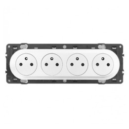 Legrand Céliane - Prise 4x 2P+T compacte précâblée - Blanc - à équiper d'une plaque - Réf : CB0114-P
