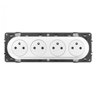 Legrand Céliane - Prise 4x 2P+T compacte précâblée - Blanc - à équiper d'une plaque - Réf : CB0114-P