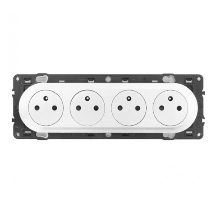 Legrand Céliane - Prise 4x 2P+T compacte précâblée - Blanc - à équiper d'une plaque - Réf : CB0114-P