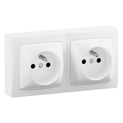 Legrand - Double prise de courant avec terre - 2 postes - Appareillage Saillie - Blanc - Réf : 086076L