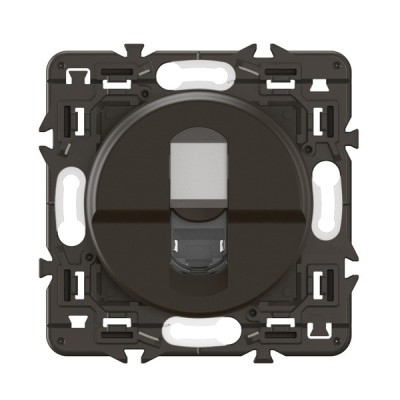 Legrand Céliane - Prise RJ45 téléphone et informatique Cat. 6 FTP - Noir avec support - à équiper d'une plaque - Réf : CZ0345