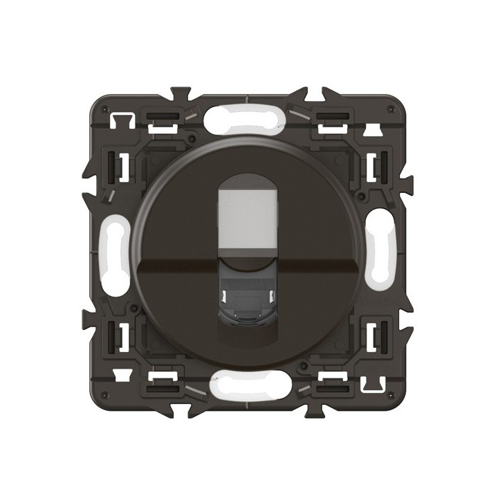 Legrand Céliane - Prise RJ45 téléphone et informatique Cat. 6 FTP - Noir avec support - à équiper d'une plaque - Réf : CZ0345