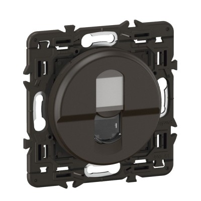 Legrand Céliane - Prise RJ45 téléphone et informatique Cat. 6 FTP - Noir avec support - à équiper d'une plaque - Réf : CN0346-SP