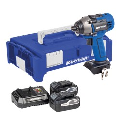 Korman - Pack Visseuse à choc avec 2 batteries 5Ah + 1 chargeur + 1 caisse rigide empilable - Réf : 2345