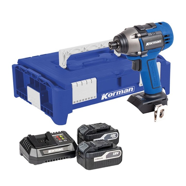 Korman - Pack Visseuse à choc avec 2 batteries 5Ah + 1 chargeur + 1 caisse rigide empilable - Réf : 2345