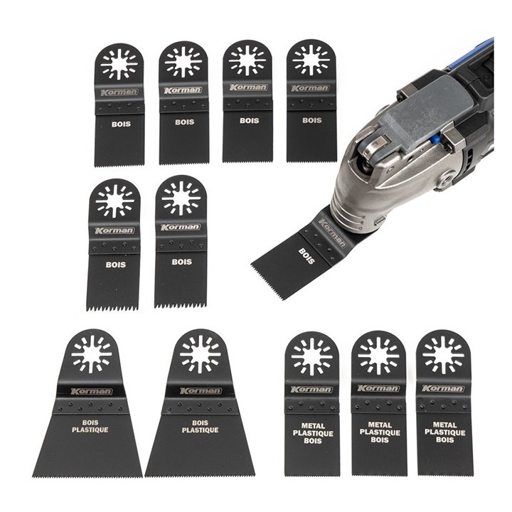 Korman - 12 accessoires pour Outil Multifonctions 18V BRUSHLESS réf 505225 - Réf : 505234