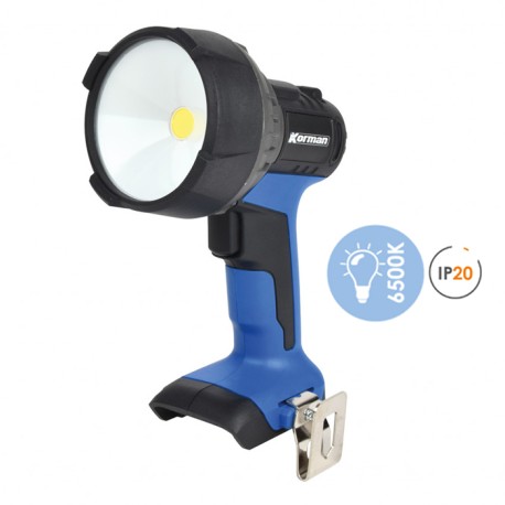 Korman - Torche de chantier 18V - Idéale pour les électriciens - 3 modes d'éclairages - Réf : 505228