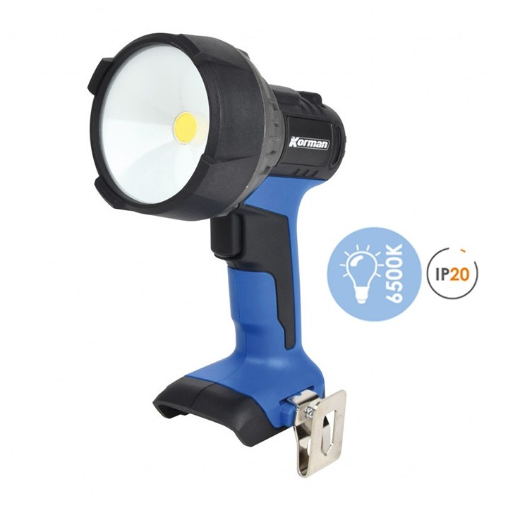 Korman - Torche de chantier 18V - Idéale pour les électriciens - 3 modes d'éclairages - Réf : 505228