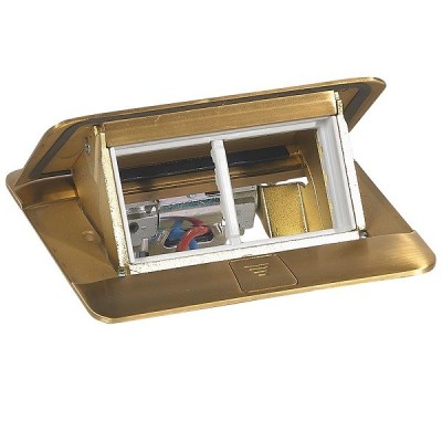 Legrand Incara - Pop-up à encastrer dans le sol et à équiper de 4 modules avec couvercle finition Laiton brossé - Réf : 054016