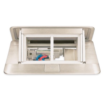 Legrand Incara - Pop-up à encastrer dans le sol et à équiper de 4 modules avec couvercle finition Inox brossé - Réf : 054021
